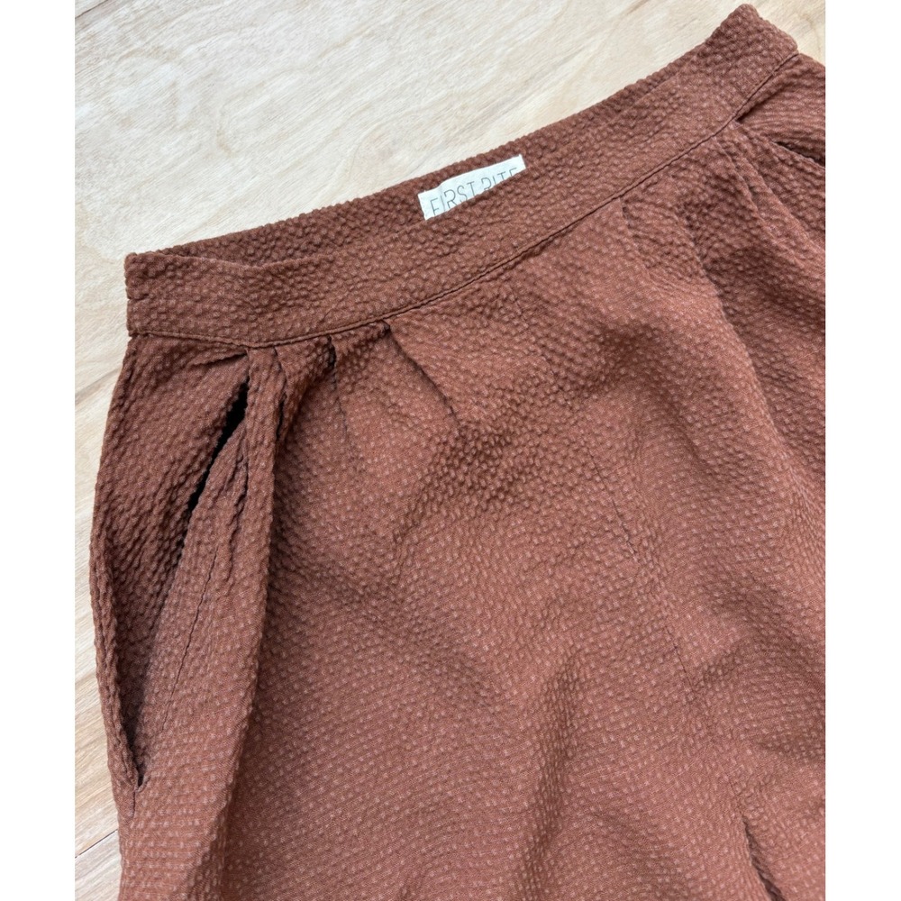First Rite Rust Brown Textured Pleated Midi Skirt Pockets High Waist S
Linen‎ - Picture 5 of 11